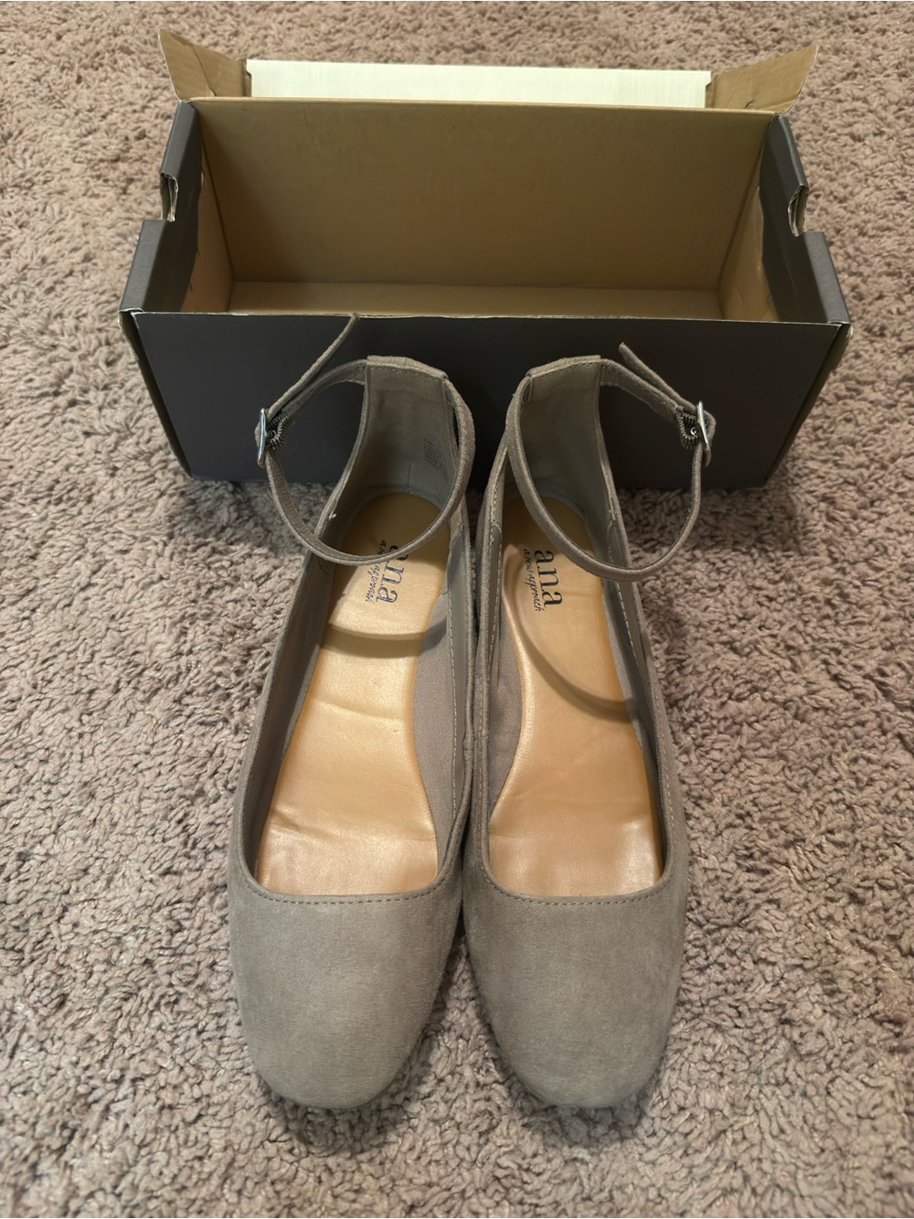 a.n.a Taupe Suede Ankle-Strap Heels